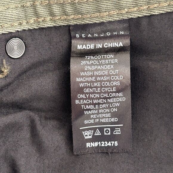 Sean John Pants Men 36x28 Green Mercer Cargo Slim Straight Double Knee Moto - Picture 11 of 13